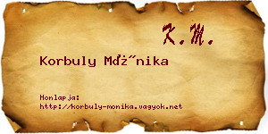 Korbuly Mónika névjegykártya